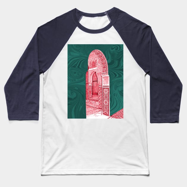 Marrakesh3a Bahia Palace Baseball T-Shirt by MarbleCloud